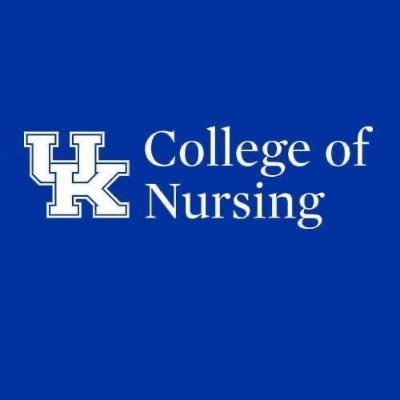 royal blue graphic with white UK logo and words College of Nursing in white text 