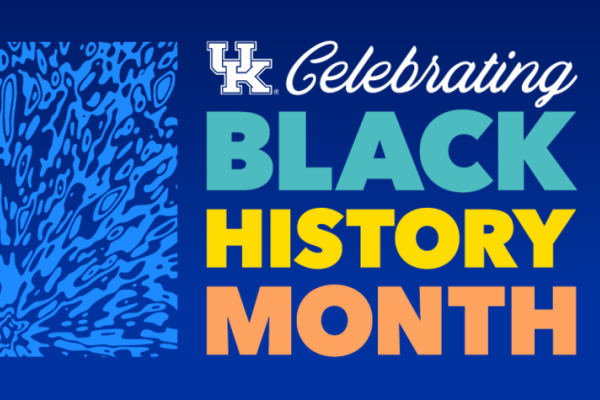 blue graphic reading Celebrating Black History Month