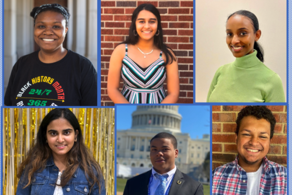 Six headshots of students of color 