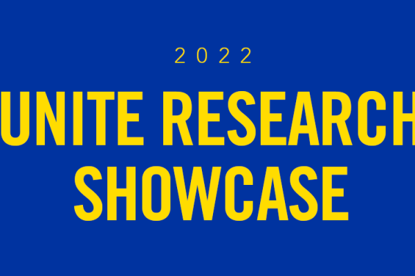blue graphic banner with yellow words reading 2022 UNITE Research Showcase