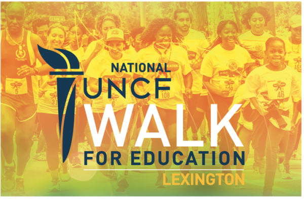 graphic reading National UNCF Walk for Education Lexington with photo of walkers in the background